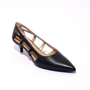 ITALIAN Navy Leather Pointy-Toe Heel Pump